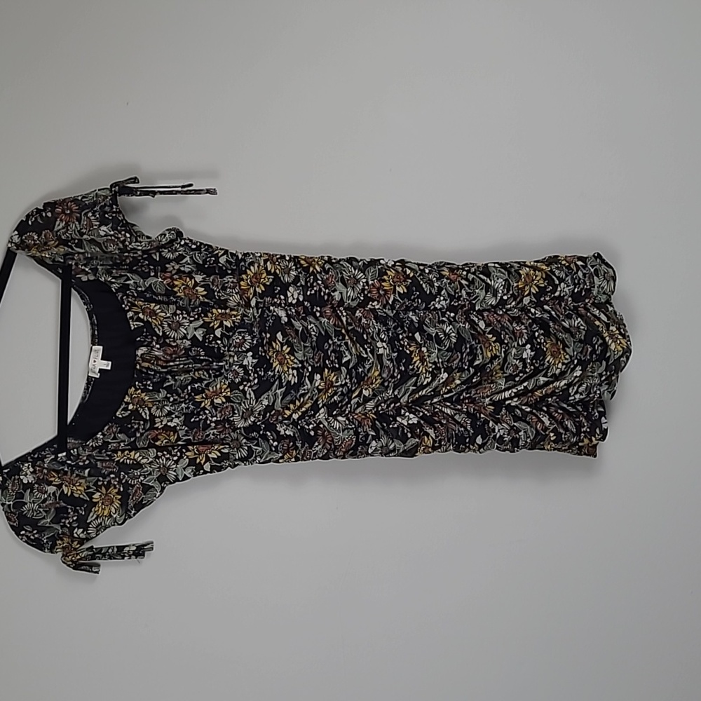 Ultra Flirt Y2K floral sunflower ruched tight fit mini dress